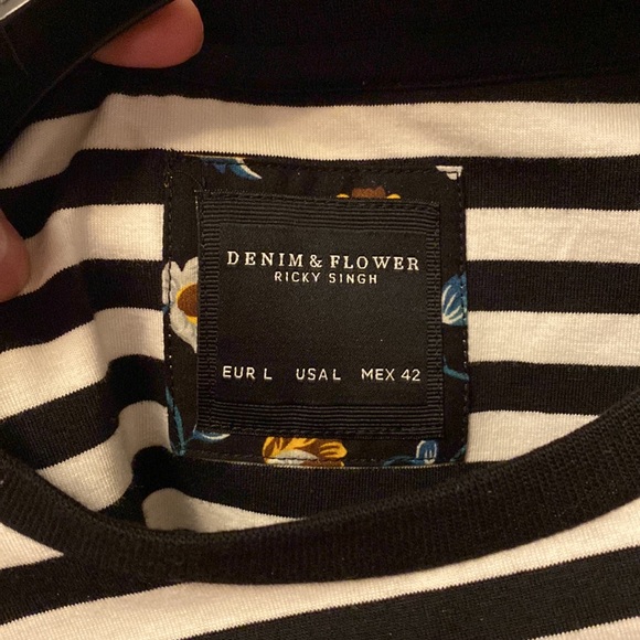 Denim & Flower Black & White stripe long sleeve jersey - Picture 7 of 12